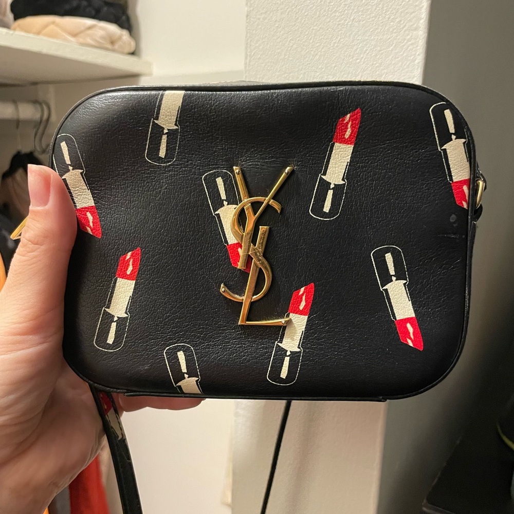 Saint Laurent Camera Bag- Lipstick print